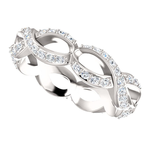 14k White Gold 3/4 CTW Diamond Infinity-Inspired Eternity Band Size 7