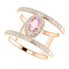 14k Rose Gold Morganite & 1/3 CTW Diamond Ring , Size 7