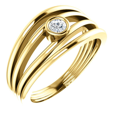 14k Yellow Gold 1/8 ctw. Diamond Ring, Size 7
