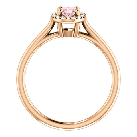 14k Rose Gold Morganite & 1/10 CTW Diamond Ring, Size 7