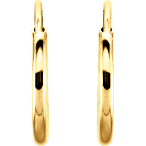 14k Yellow Gold 10mm Endless Hoop Earrings