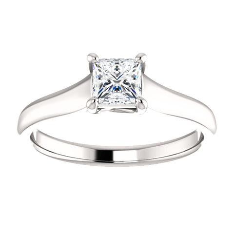 14k White Gold 1/2 CTW Diamond Princess Woven Engagement Ring, Size 7