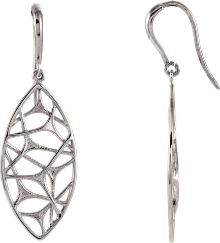 14k White Gold Web Design Dangle Earrings