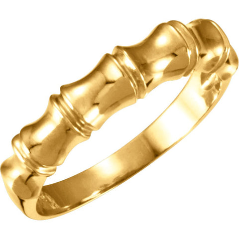 Tapered Bamboo Design Wedding Band Ring in 14k Yellow Gold ( Size 6 )