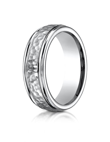 Benchmark Titanium 7mm Comfort-Fit Hammered-Finished Design Wedding Band Ring, (Sizes 6 - 14)