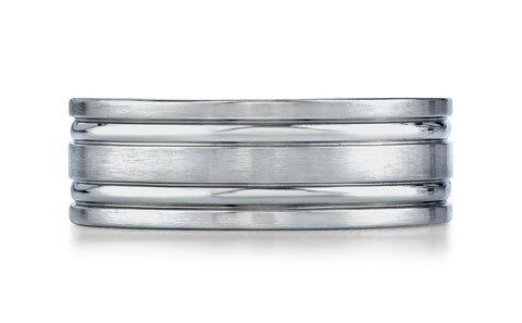 Benchmark-Titanium-8-mm-Comfort-Fit-Satin-Finished-Concaved-Cuts-Design-Wedding-Band-Ring--Size-6.5--CF68423T06.5