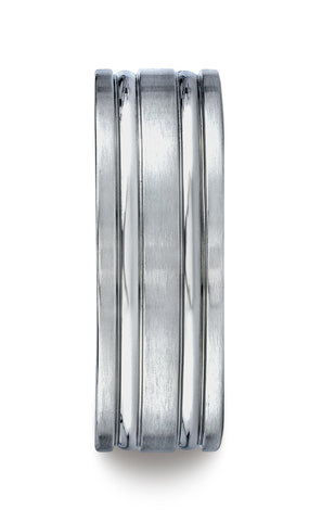 Benchmark-Titanium-8-mm-Comfort-Fit-Satin-Finished-Concaved-Cuts-Design-Wedding-Band-Ring--Size-7--CF68423T07