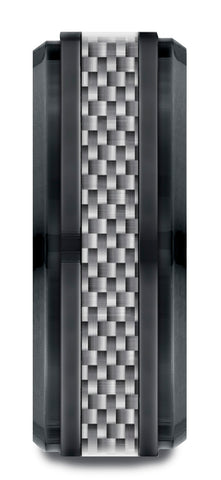 Benchmark-Black-Titanium-7mm-Comfort-Fit-Beveled-Edge-Pattern-Design-Ring--Size-7--CF69488CFBKT07