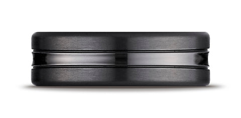 Benchmark-Black-Titanium-7.5mm-Comfort-Fit-Satin-Finished-High-Polished-Center-Cut-Wedding-Band--Sz-6.5--CF717505BKT06.5
