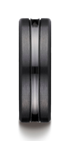 Benchmark-Black-Titanium-7.5mm-Comfort-Fit-Satin-Finished-High-Polished-Center-Cut-Carved-Design-Band--7--CF717505BKT07