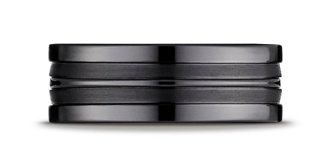 Benchmark-Black-Titanium-8-mm-Comfort-Fit-High-Polish-Center-Cut-Squared-Edge-Carved-Design-Band-Size6.5--CFSE58180BKT06.5