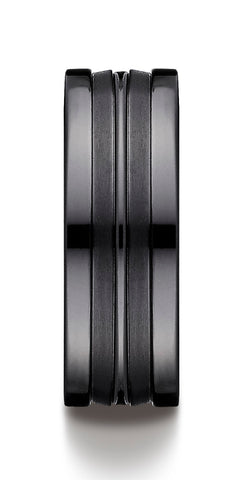 Benchmark-Black-Titanium-8-mm-Comfort-Fit-High-Polish-Center-Cut-Squared-Edge-Carved-Design-Band-Size7--CFSE58180BKT07