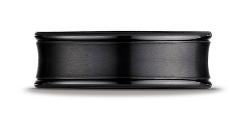 Benchmark-Black-Titanium-7.5mm-Comfort-Fit-Satin-Finished-Concave-Round-Edge-Carved-Design-Band--Sz-6.5--RECF87500BKT06.5