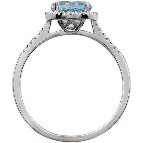 Sterling Silver Sky Blue Topaz & .01 CTW Diamond Ring