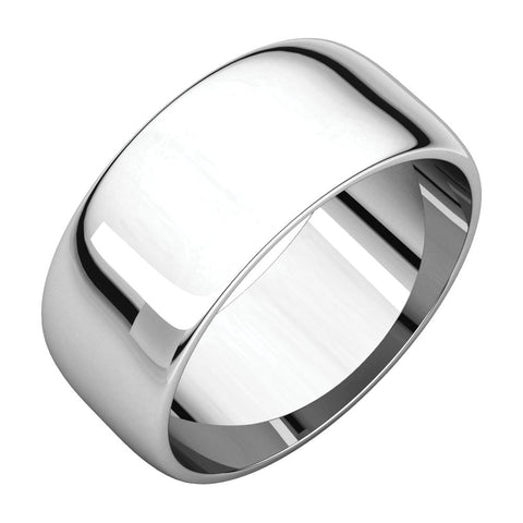 14k White Gold 8mm Half Round Light Band, Size 10.5