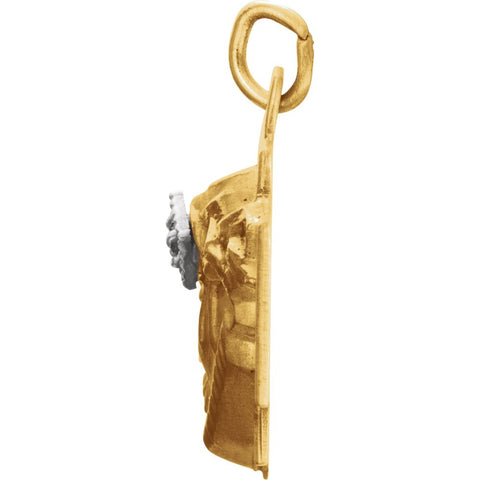14K Yellow 15.4x11.2mm Face of Jesus Pendant