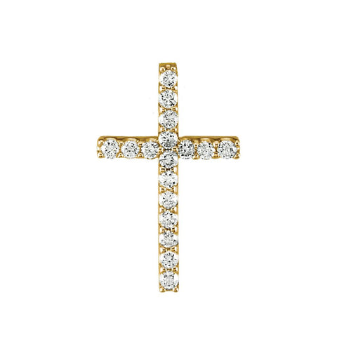 14k Yellow Gold 1/4 CTW Petite Diamond Cross 18" Necklace