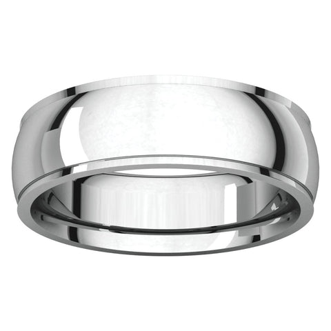 14k White Gold 6mm Comfort Fit Edge Band , Size 9