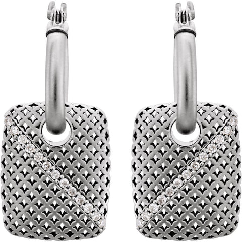 14k White Gold 1/4 CTW Diamond Pierced Style Hoop Earrings