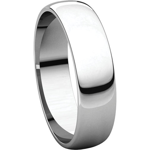 14k White Gold 5mm Half Round Light Band, Size 4