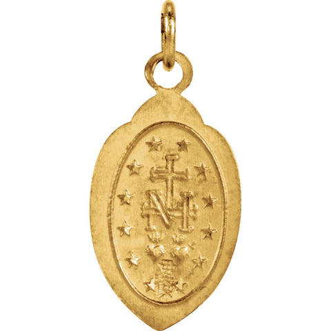 14k Yellow Gold 13x8mm Badge-Shaped Miraculous Medal