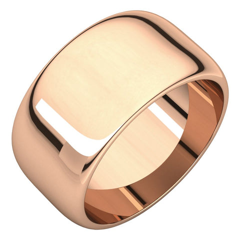 14k Rose Gold 10mm Half Round Band, Size 7