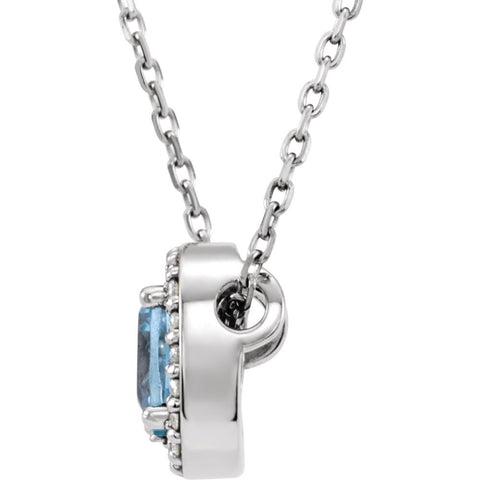 14k White Gold Sky Blue Topaz & .04 CTW Diamond 16" Necklace