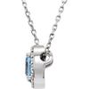 14k White Gold Sky Blue Topaz & .04 CTW Diamond 16" Necklace
