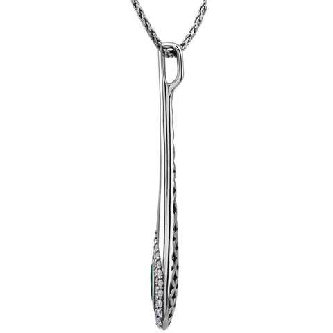 14k White Gold Chatham® Created Emerald & 3/4 CTW Diamond 18" Necklace