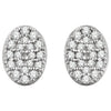 14k White Gold 1/6 CTW Diamond Oval Cluster Earrings