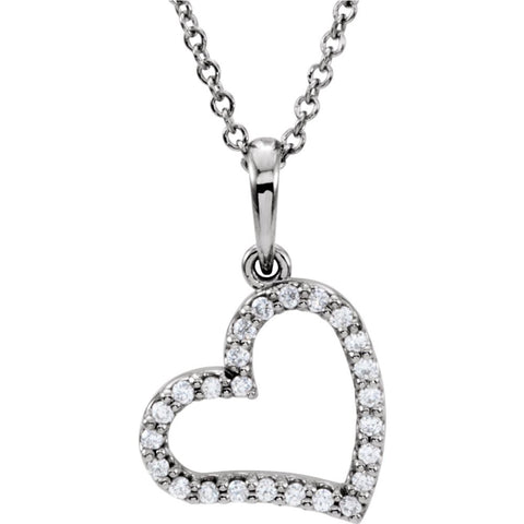 14k White Gold 1/8 CTW Diamond 16" Necklace