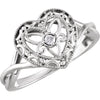 Size 7 0.025 ct. Diamond Heart Ring in Sterling Silver