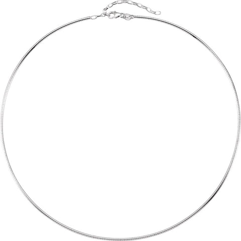 Sterling Silver 2mm Round Omega 16.5" Chain with 2" Extension