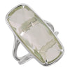 Sterling Silver 25X10mm Genuine Green Quartz Ring (Size 6)
