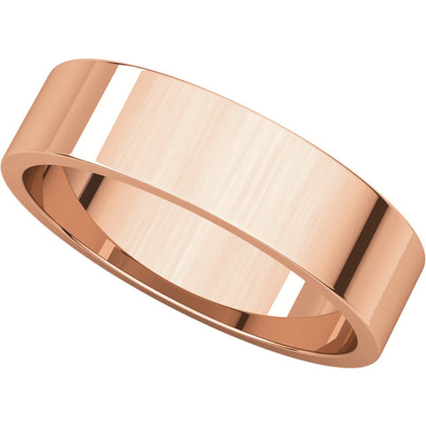 14k Rose Gold 5mm Flat Band, Size 7.5