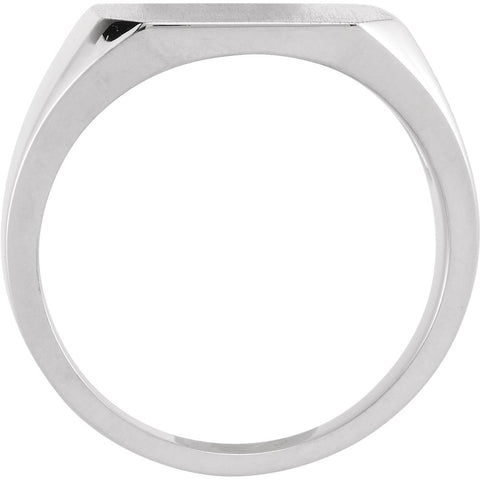 14k White Gold 15mm Men's Signet Ring, Size 10