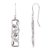 Pair of 1/4 CTTW Rectangular-Shaped Drop Earrings with Leaf Design and Accent in 14k White Gold