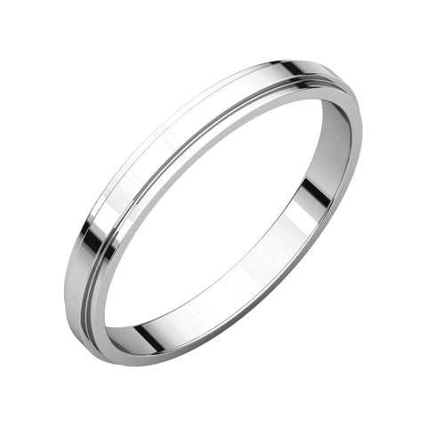 14k White Gold 2.5mm Flat Edge Band, Size 7