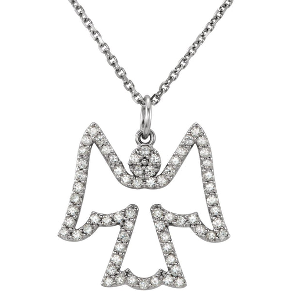 14k White Gold 1/3 CTW Diamond Angel 16" Necklace