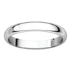 14k White Gold 3mm Half Round Band, Size 12.5
