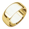08.00 mm Half Round Band in 14K Yellow Gold ( Size 12.5 )