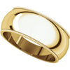 14k Yellow Gold 8mm Milgrain Band, Size 11