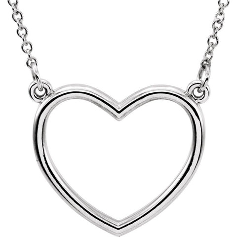 14k White Gold 15.75x17mm Heart 16" Necklace