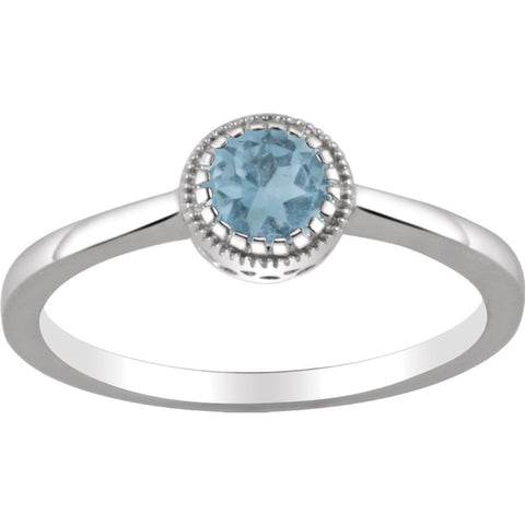 14k White Gold Swiss Blue Topaz "December" Birthstone Ring, Size 7