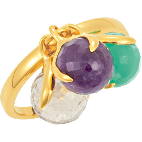 18k Yellow Gold Vermeil Multi-Gemstone Ring Size 6