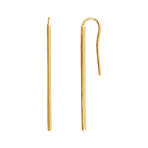 14k Yellow Gold Vertical Bar Earrings