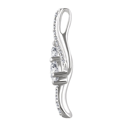 14k White Gold 5/8 CTW Diamond Two Stone Pendant