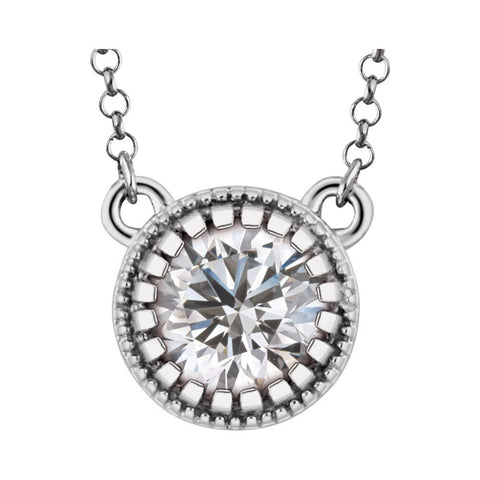 14k White Gold White Sapphire "April" 18" Birthstone Necklace