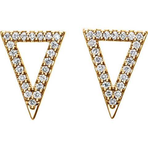 14k Yellow Gold 1/4 CTW Diamond Triangle Earrings