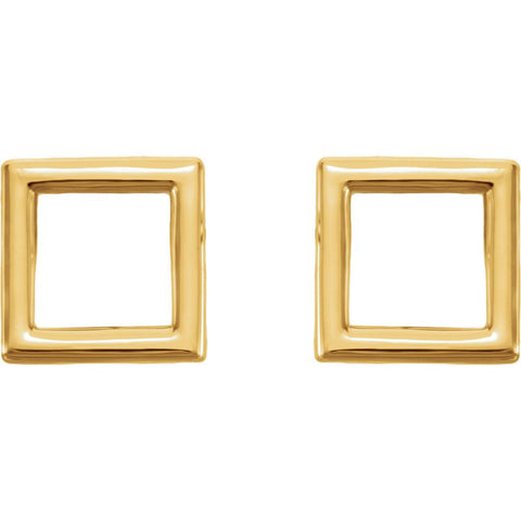 14k Yellow Gold Square Earrings